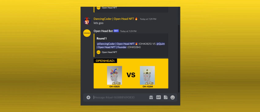Open Head NFT's Discord Combat Bot